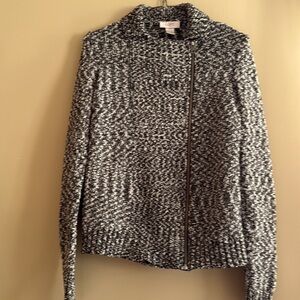 Loft B&W Asymmetric Zip Sweater